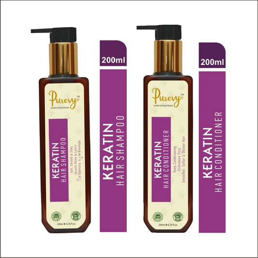 Purevy Keratin Shampoo (200 Ml) And Conditioner (200 Ml) For Hair Growth and Damage Control, No Paraben, Sulphate Combo