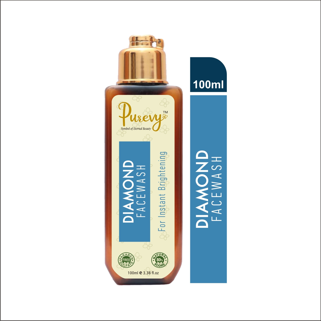 Purevy Diamond Face wash removes deep-sited dirt, oil & exfoliates dead cell leaving skin looking young & radiant. 100ml