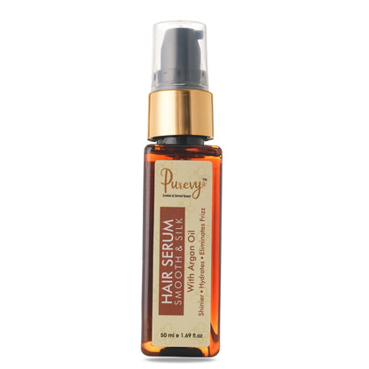 Purevy Hair Serum Smooth & Silk - With Argan Oil - Shinier - Hydrates - Eliminates Frizz 50ml