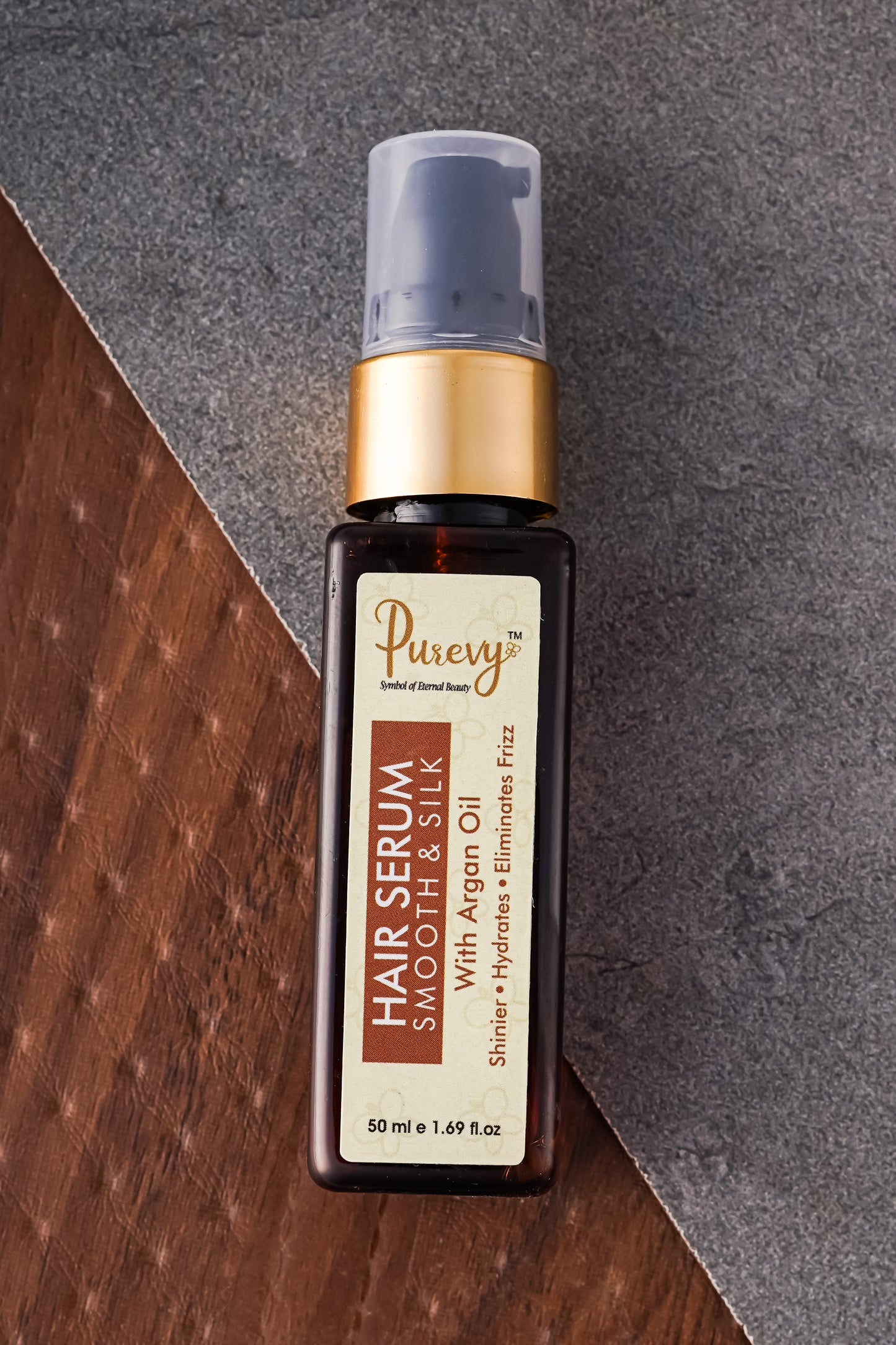 Purevy Hair Serum Smooth & Silk - With Argan Oil - Shinier - Hydrates - Eliminates Frizz 50ml