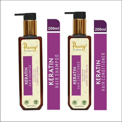 Purevy Keratin Shampoo (200 Ml) And Conditioner (200 Ml) For Hair Growth and Damage Control, No Paraben, Sulphate Combo