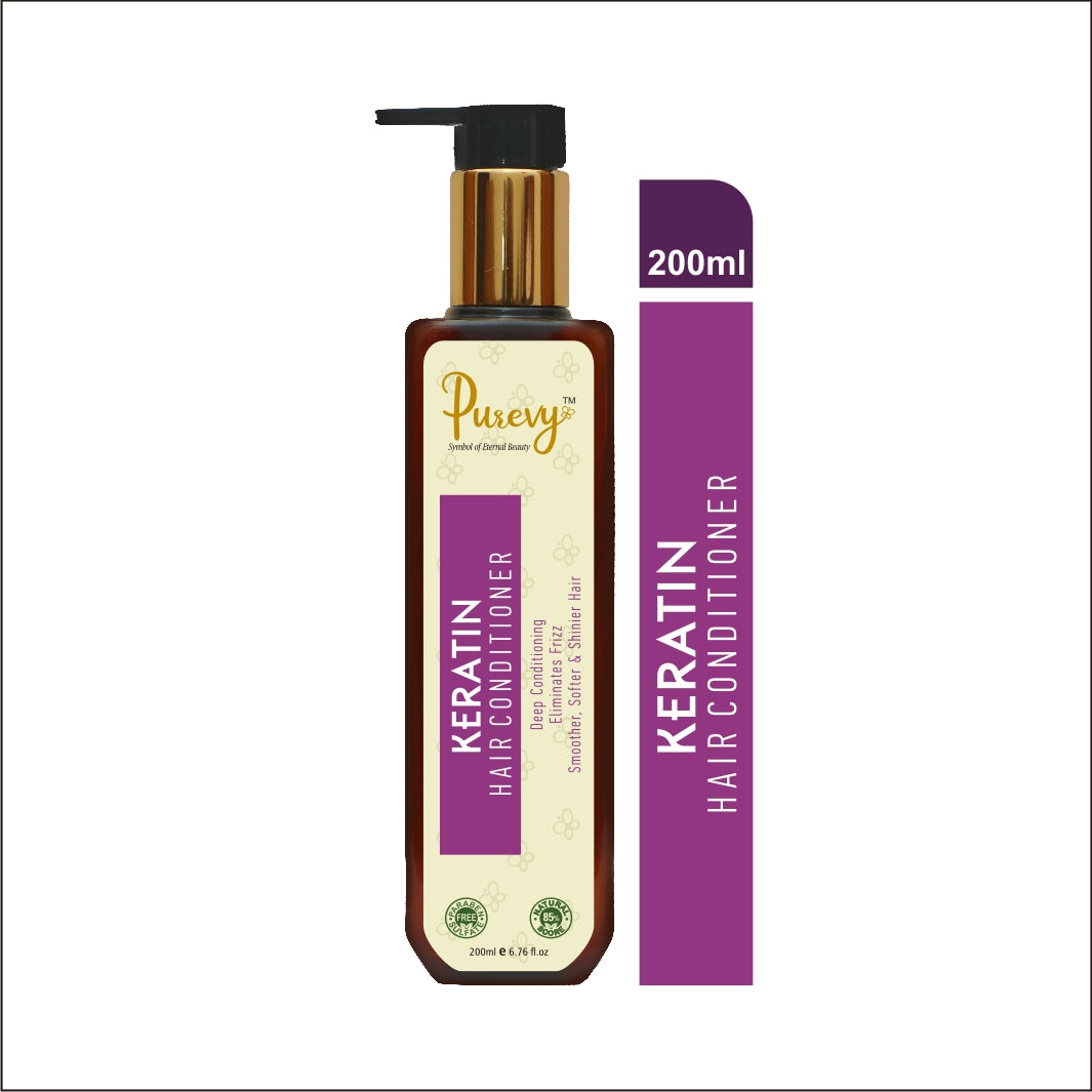 Purevy Keratin Hair Conditioner - Deep Conditioning - Eliminates Frizz - Smoother, Softer & Shinier Hair 200ml