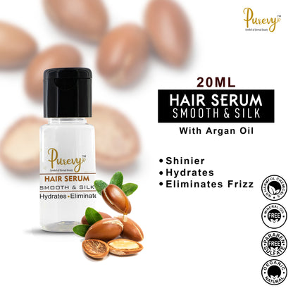 Purevy Hair Serum Smooth & Silk 20 ML - With Argan Oil - Shinier - Hydrates - Eliminates Frizz